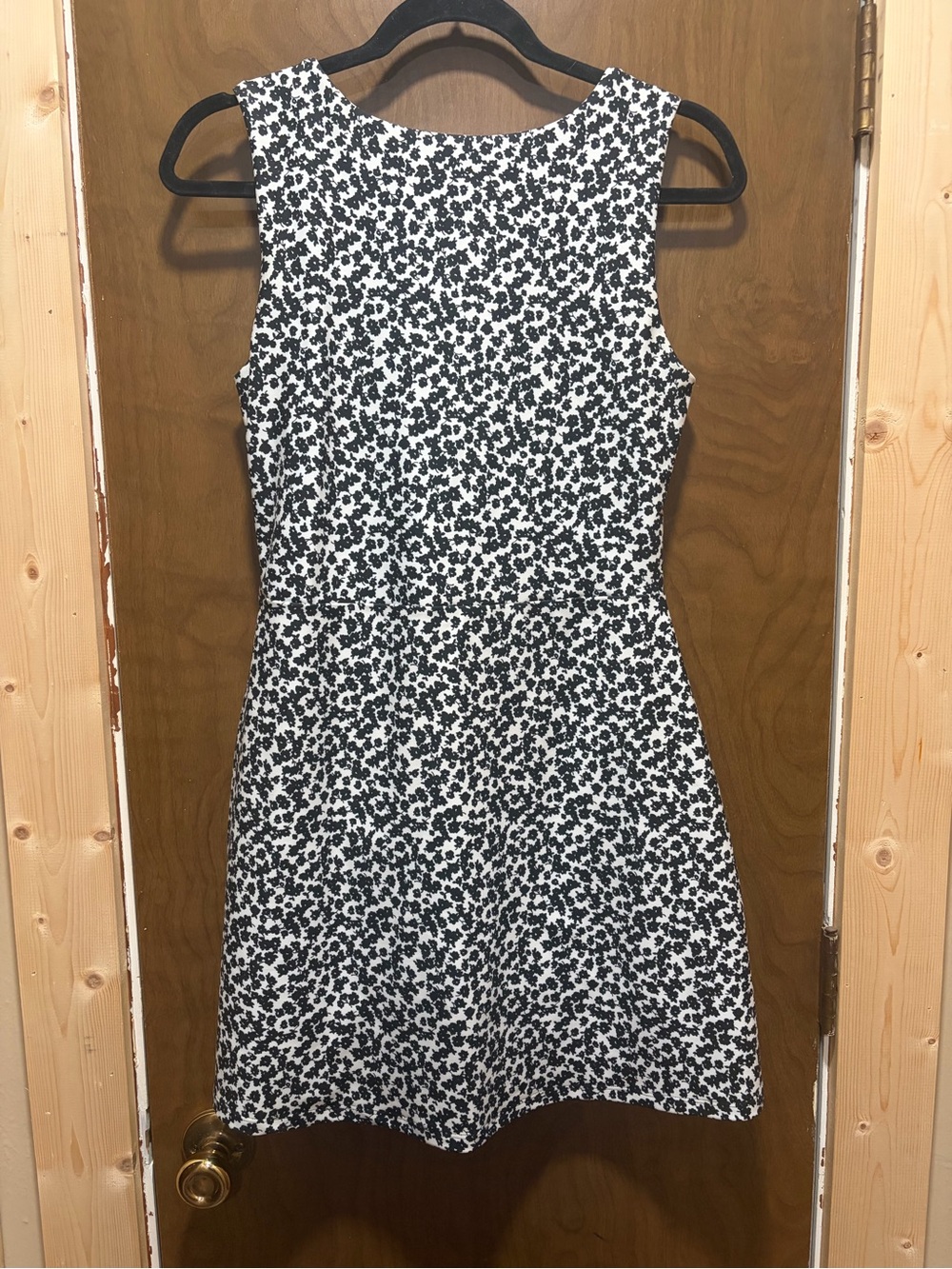 Classic Black and White Floral Fit-and-Flare Dress